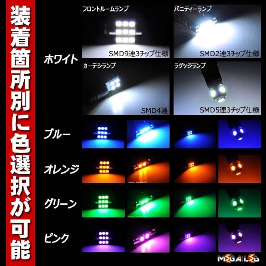 赤富士イメージの4面ランプ Amazon | マジ明るい全面発光LED バニティランプ 2個 12V COB